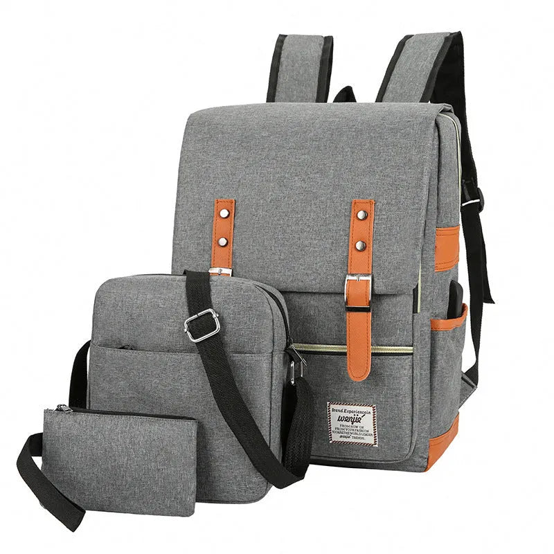 Three-piece waterproof business backpack in oxford cloth with curved shoulder strap