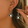 Silver retro fashion earrings for women with electroplated finish and alloy construction