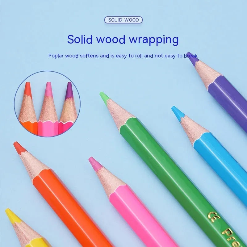 Set of wooden double-tipped colour pencils with pencil and brush ends in 12 or 24 colour options.