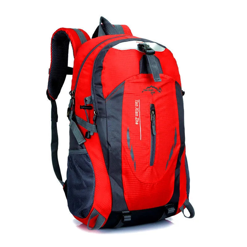 Large black Oxford cloth travel backpack showing front view with straps and soft handle.