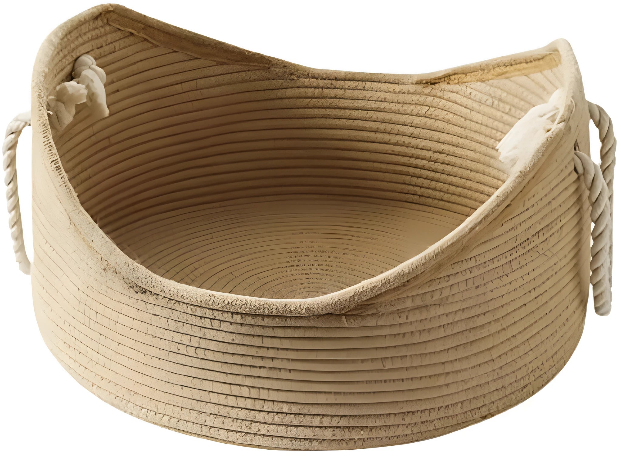 Wicker style cat bed basket with built-in corrugated scratching board in two size options