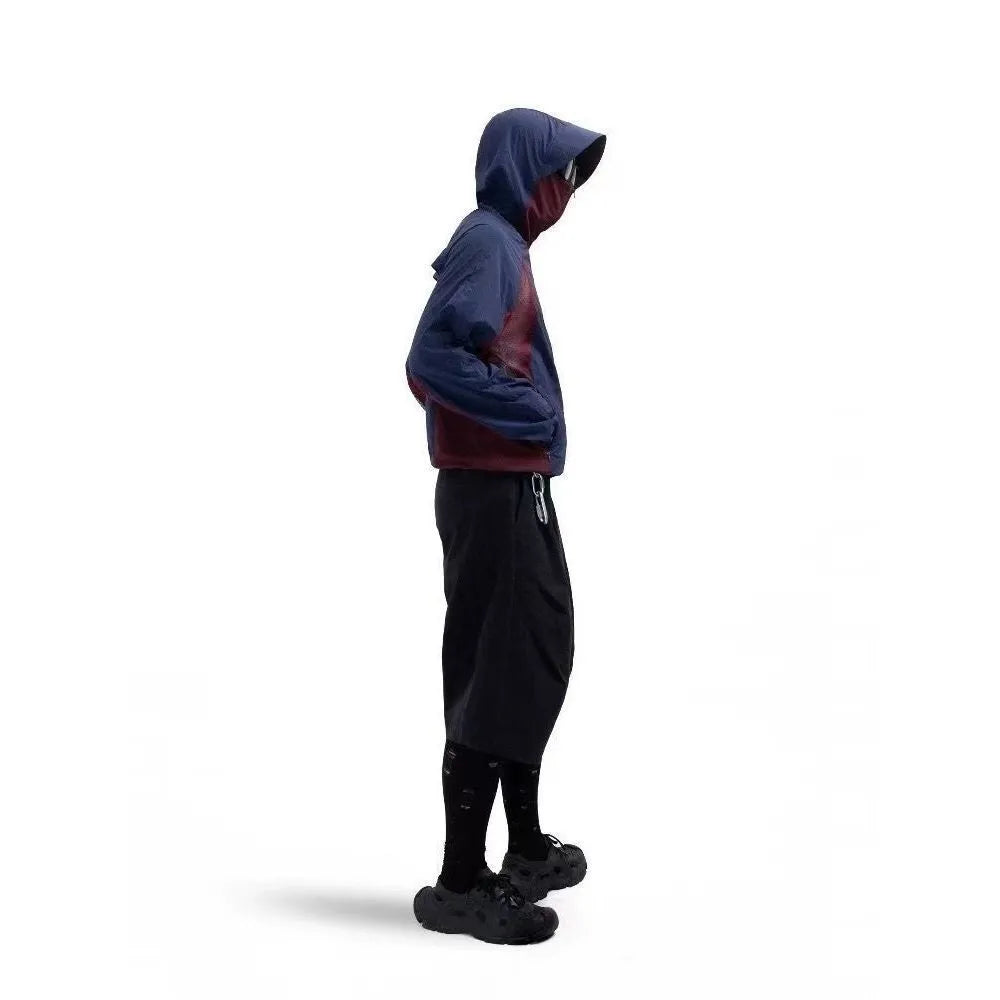 Mesh stitching thin nylon UV protection sun hoodie in desert brown colour