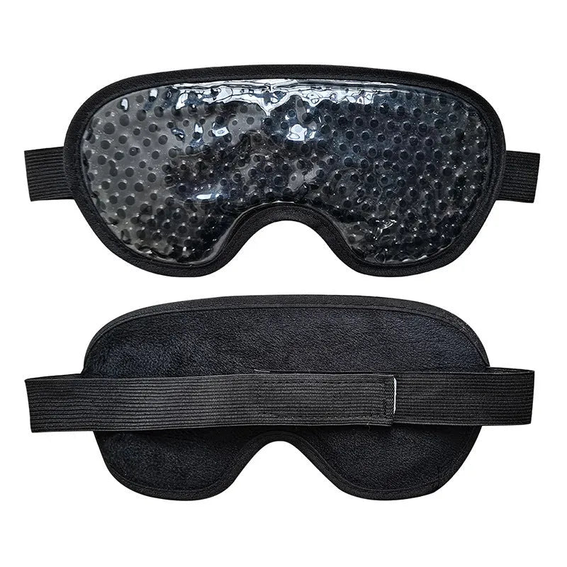 White portable rechargeable eye massager device with hot compress function and included eye mask