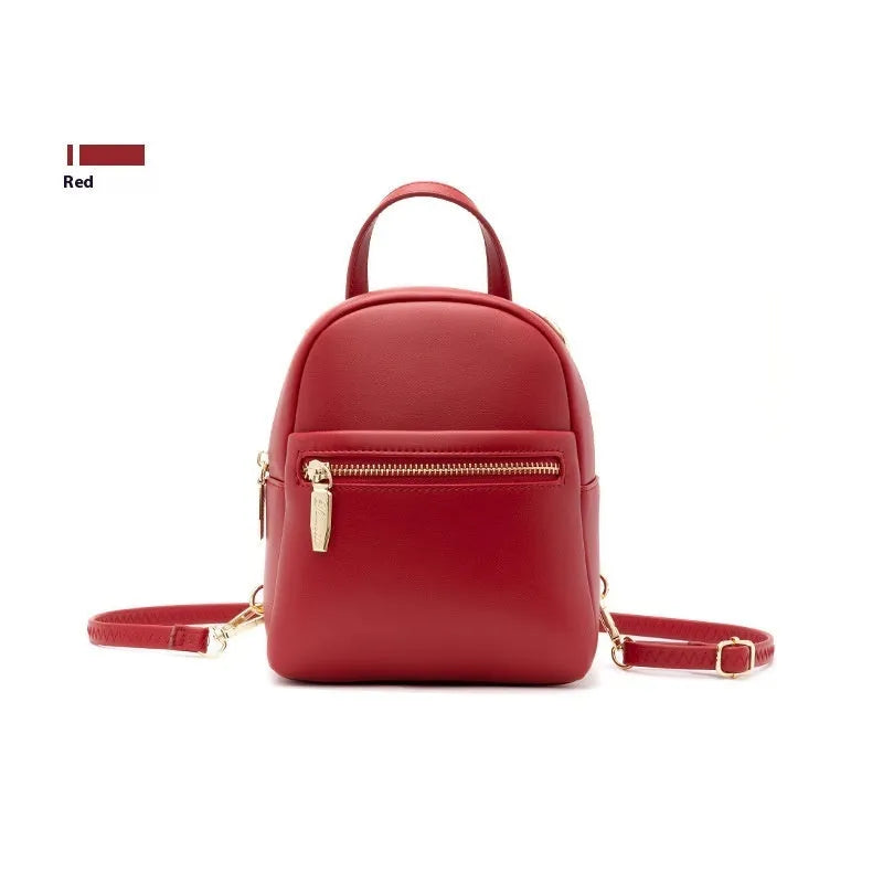 Soft PU mini backpack with large capacity showing three-dimensional pocket and street trend styling
