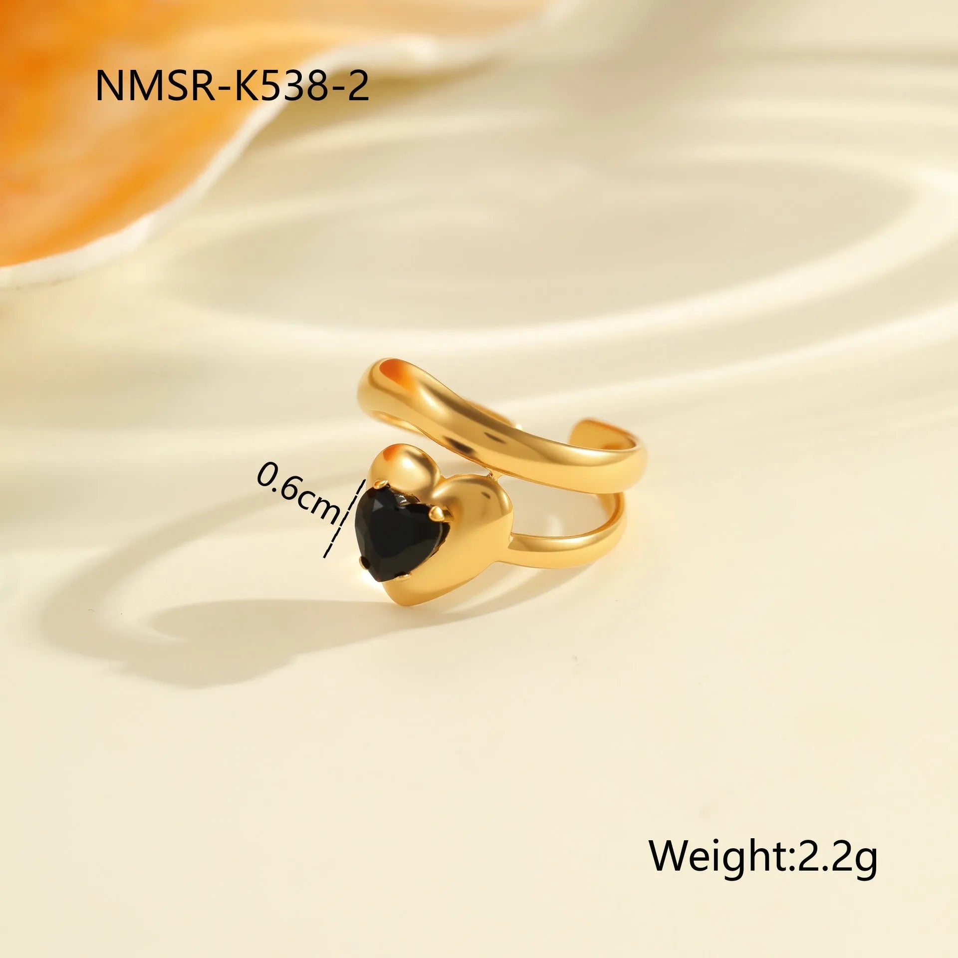 Geometric zircon ring with open mouth adjustable design in stainless steel