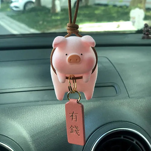 Cute cartoon pig resin ornament for car dashboard decoration