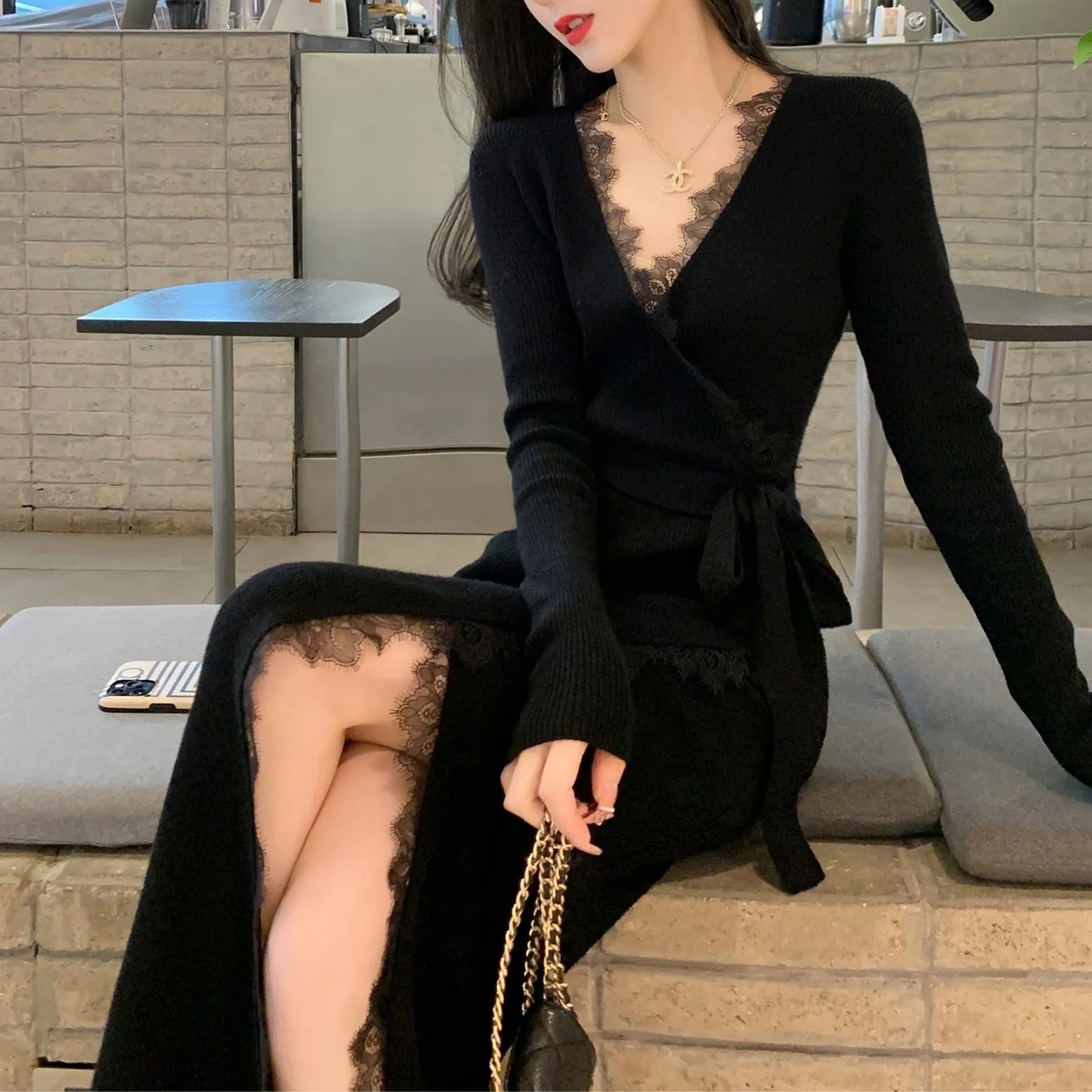 Black women's princess dress skirt with slim fit silhouette