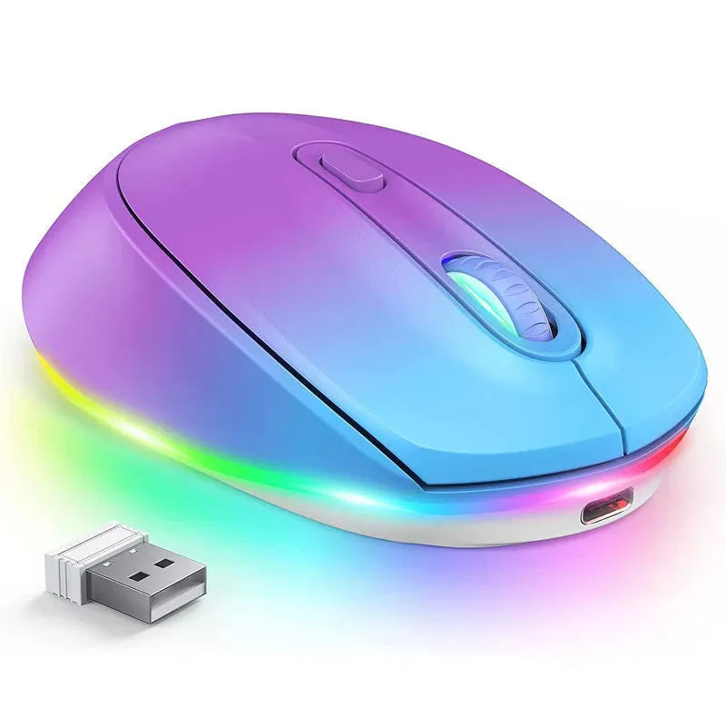 24g wireless ergonomic mouse with USB charging cable in multiple colour options