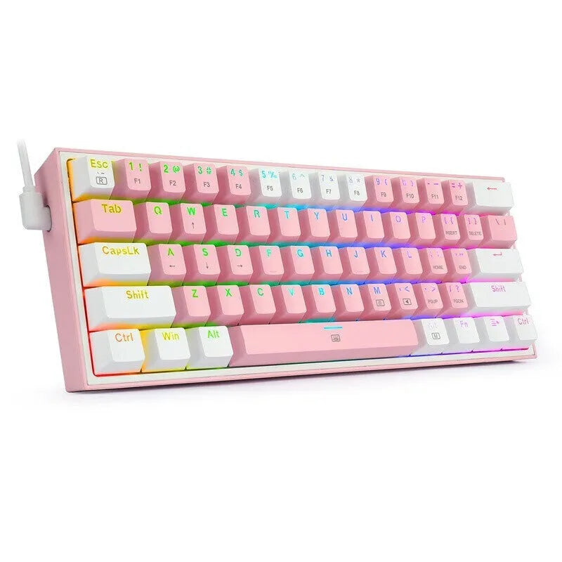 K617 mechanical keyboard with RGB lighting and white pink colour scheme