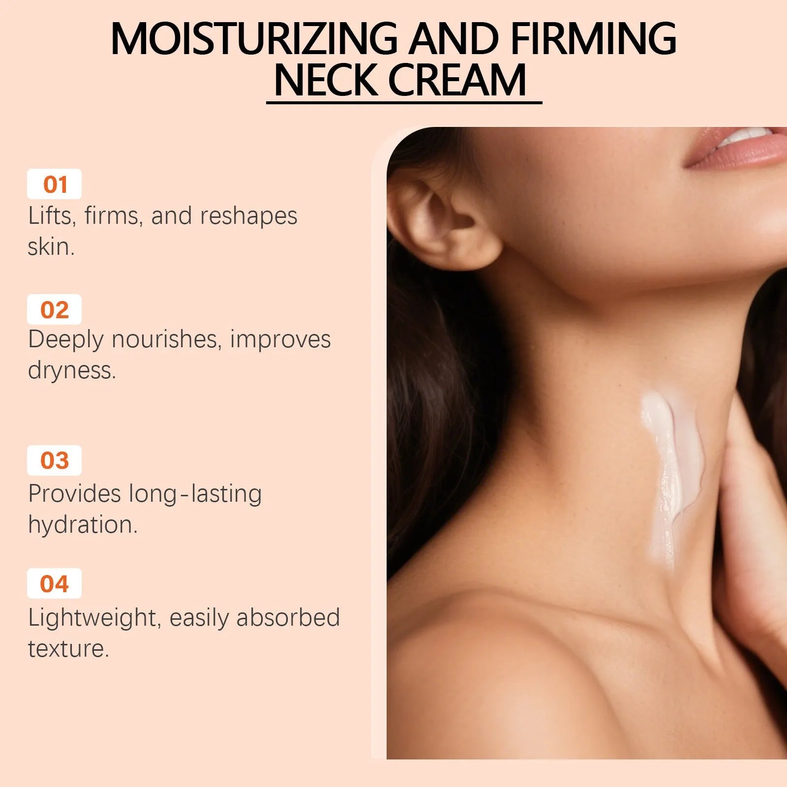 Moisturising neck cream in 6.3cm packaging for daily neck contour care