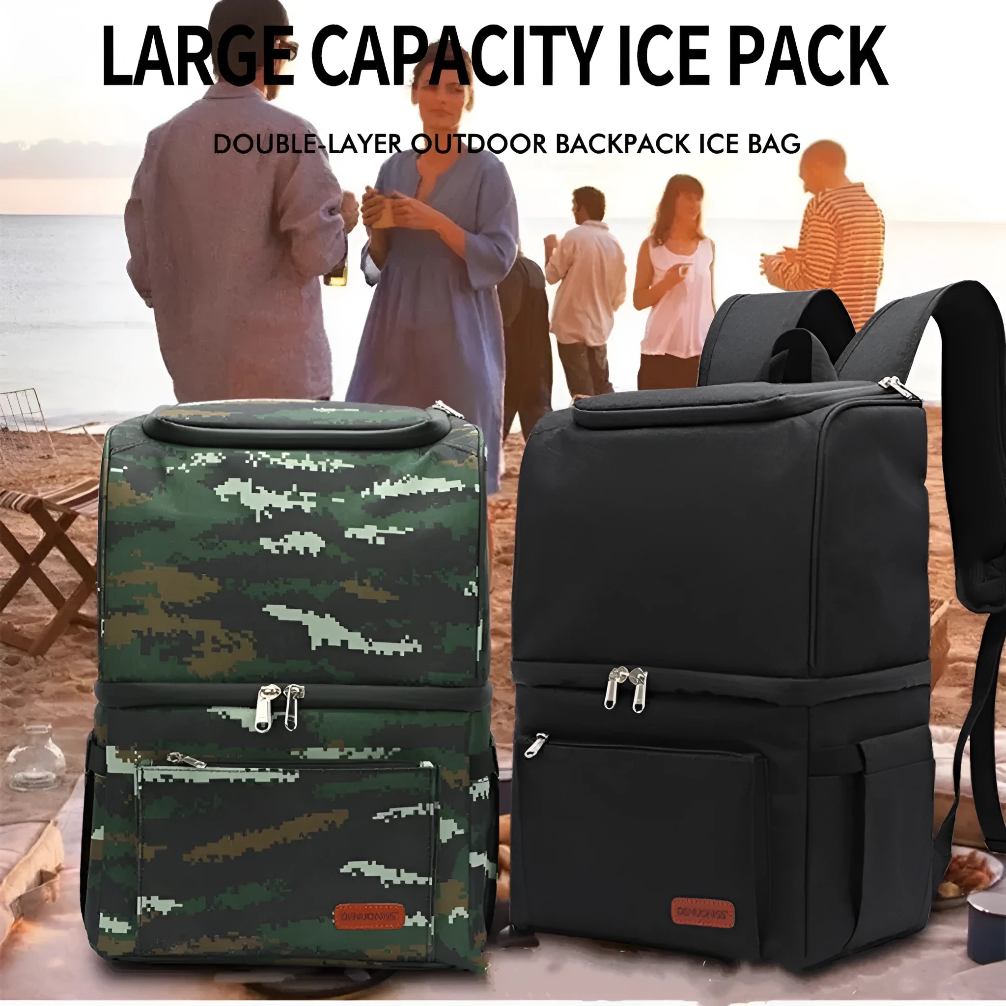 Double layer insulated waterproof backpack in Oxford cloth with 22L capacity for picnics