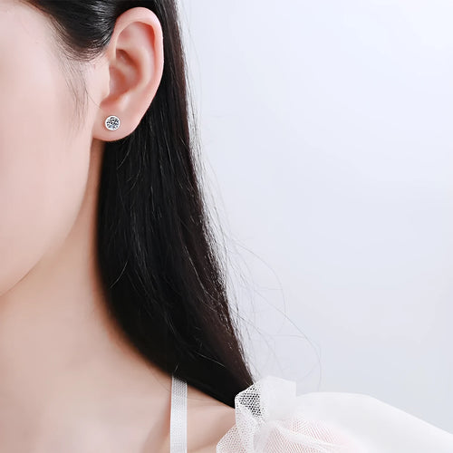 Geometric gold-plated 925 silver earrings with moissanite or zircon gemstones
