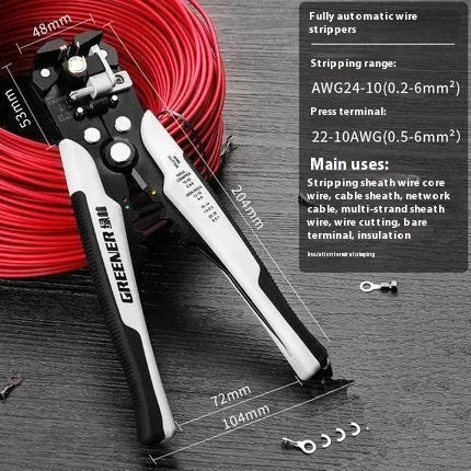Fully automatic wire stripping pliers with high carbon steel blade and 45 steel body for electricians