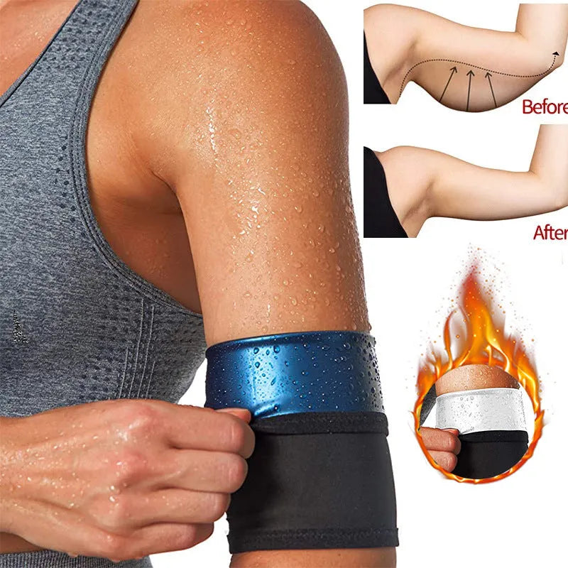 Arm band sports sweatband in blue, silver, black and yellow, and black and red colour options