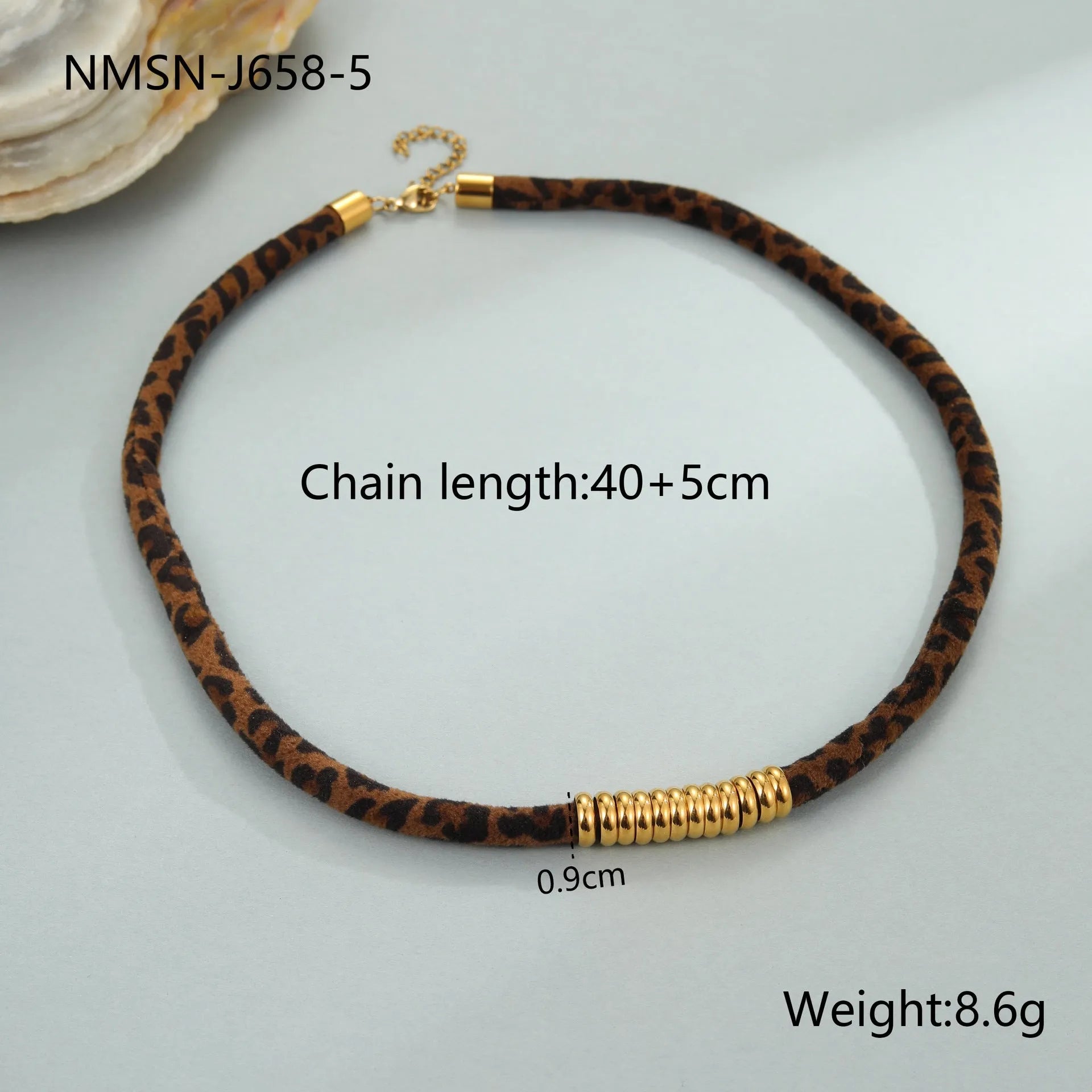 Leopard Series stainless steel necklace with geometric pendant on adjustable chain