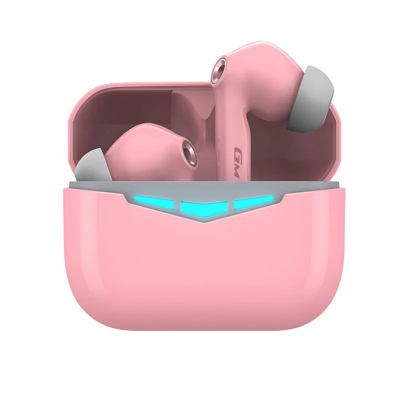 True wireless gaming Bluetooth headset with charging case and silicone earmuffs in four colour options