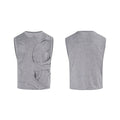 Men's solid colour lyocell vest with round neck collar on a grey background.