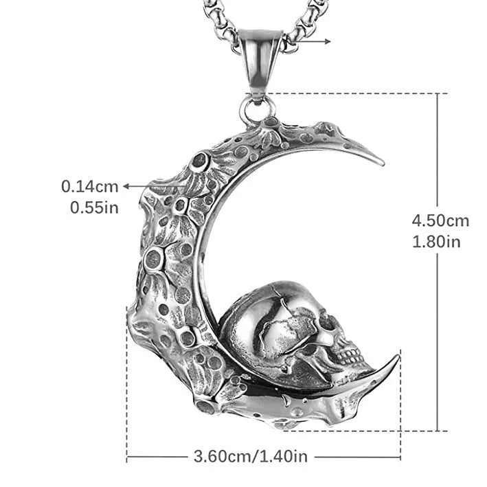 Men's stainless steel skull necklace with electroplated silver finish and alloy pendant