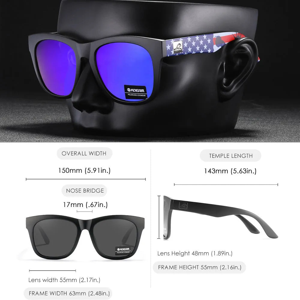 Polarised sunglasses with TAC lens and PC frame for outdoor UV protection