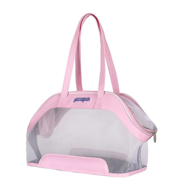 Leather cat carry bag for outdoor trips in Milan White colour.