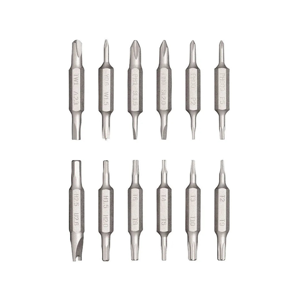 24-in-1 repair screwdriver set with S2 alloy steel bits and aluminum handle for mobile phone and computer disassembly in black green red or grey