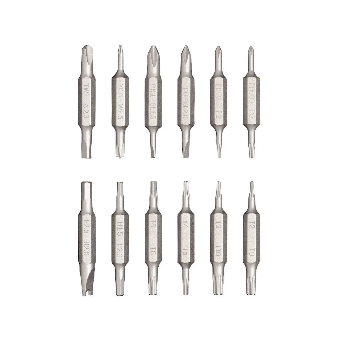 24-in-1 repair screwdriver set with S2 alloy steel bits and aluminum handle for mobile phone and computer disassembly in black green red or grey