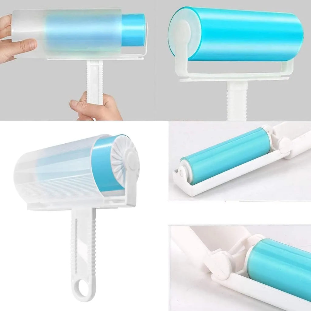 Reusable washable lint roller with cover for pet hair removal on fabrics