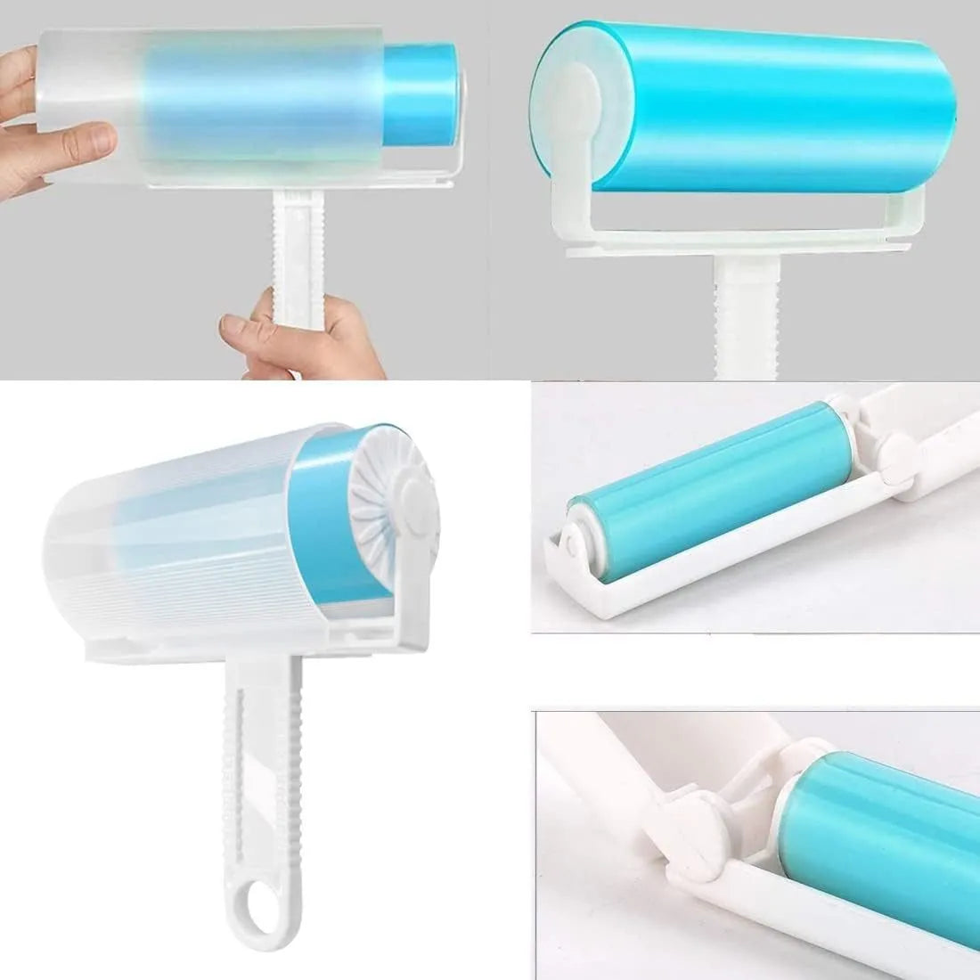 Reusable washable lint roller with cover for pet hair removal on fabrics