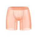 Men's ice silk boxer shorts in orange, pink and red colours with low waist design