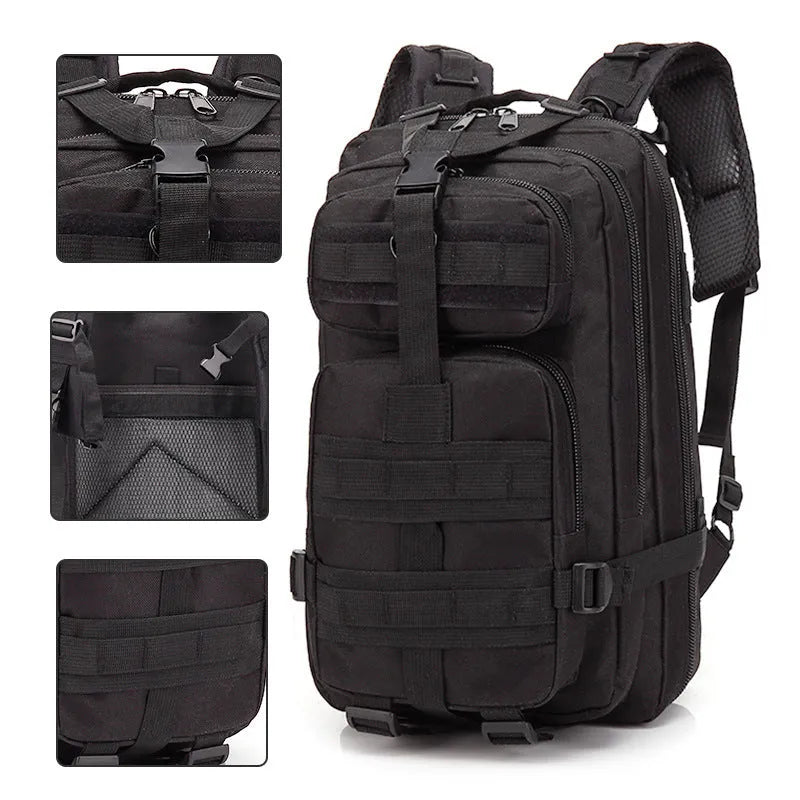 Large khaki hiking backpack with air pillow belt system for off-road mountaineering and outdoor sports