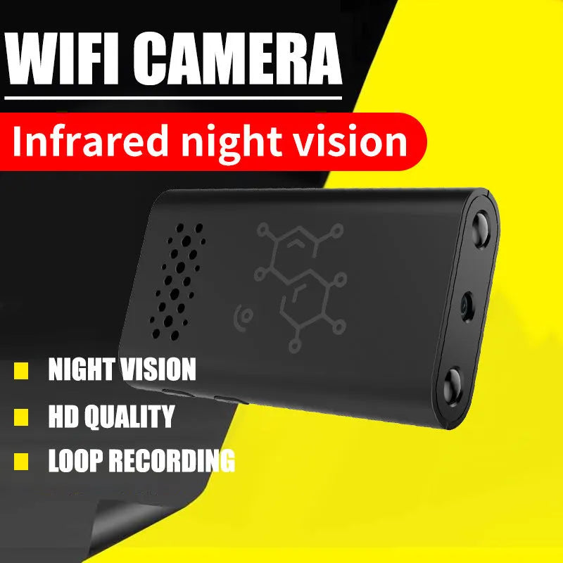 Black smart security camera with WiFi connectivity for indoor home monitoring