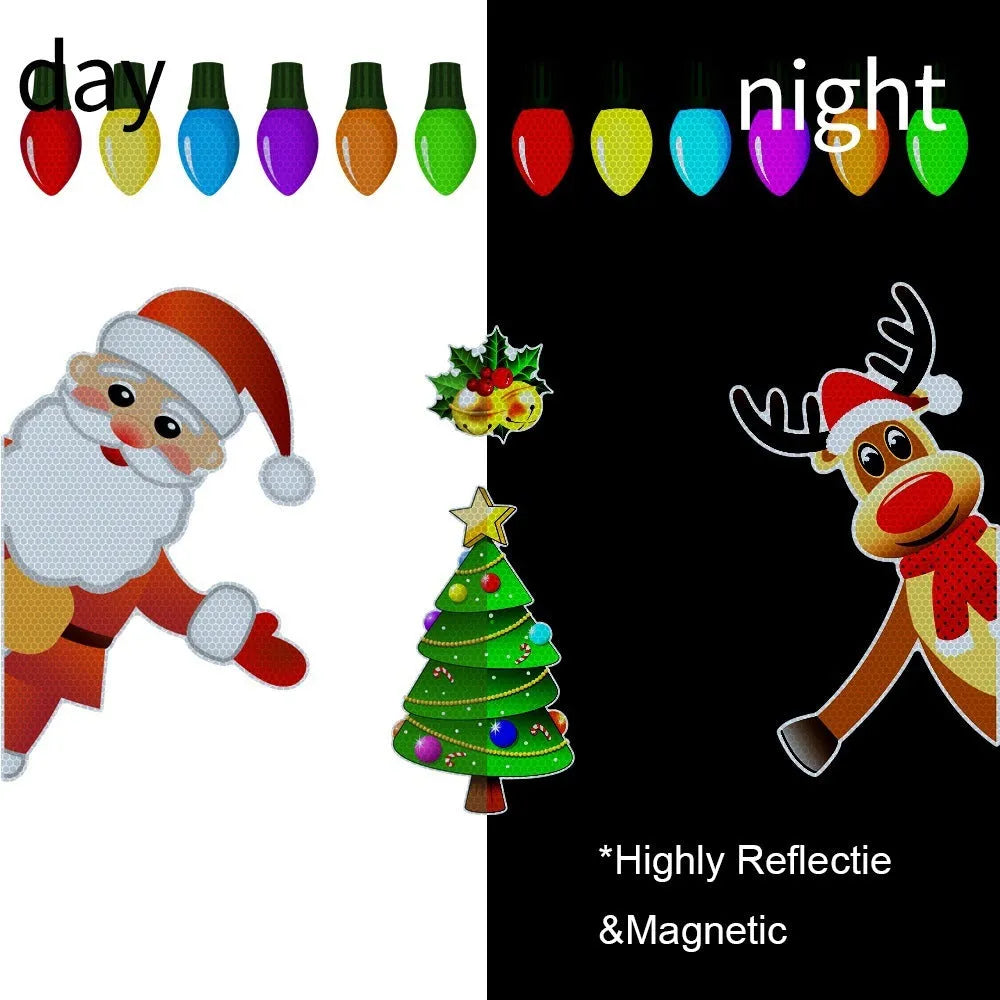 Reflective Christmas elk magnetic car decoration sticker with cartoon design in RFM025 colour