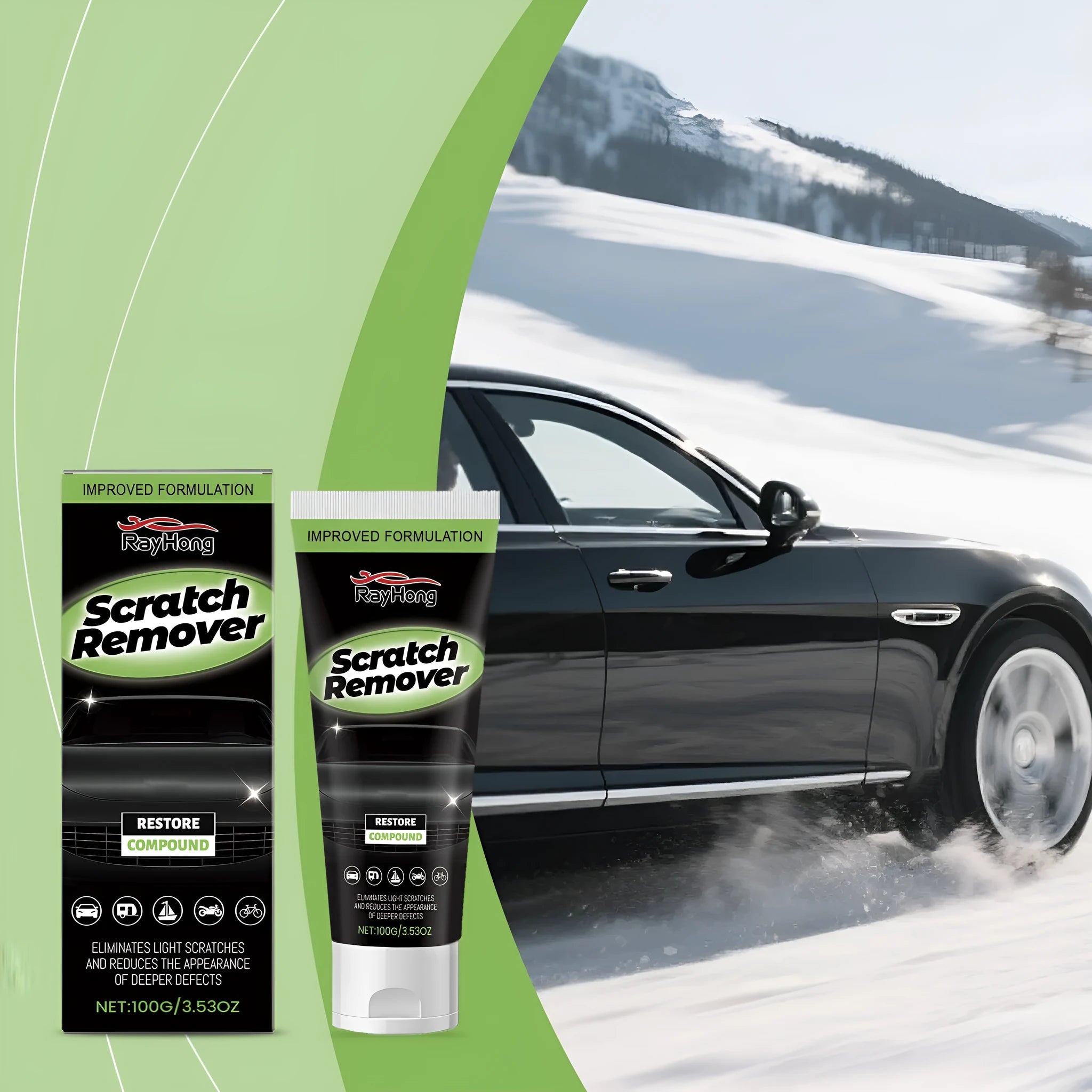 100g tube of car scratch repair cream for automotive paint surfaces with calcium carbonate formula
