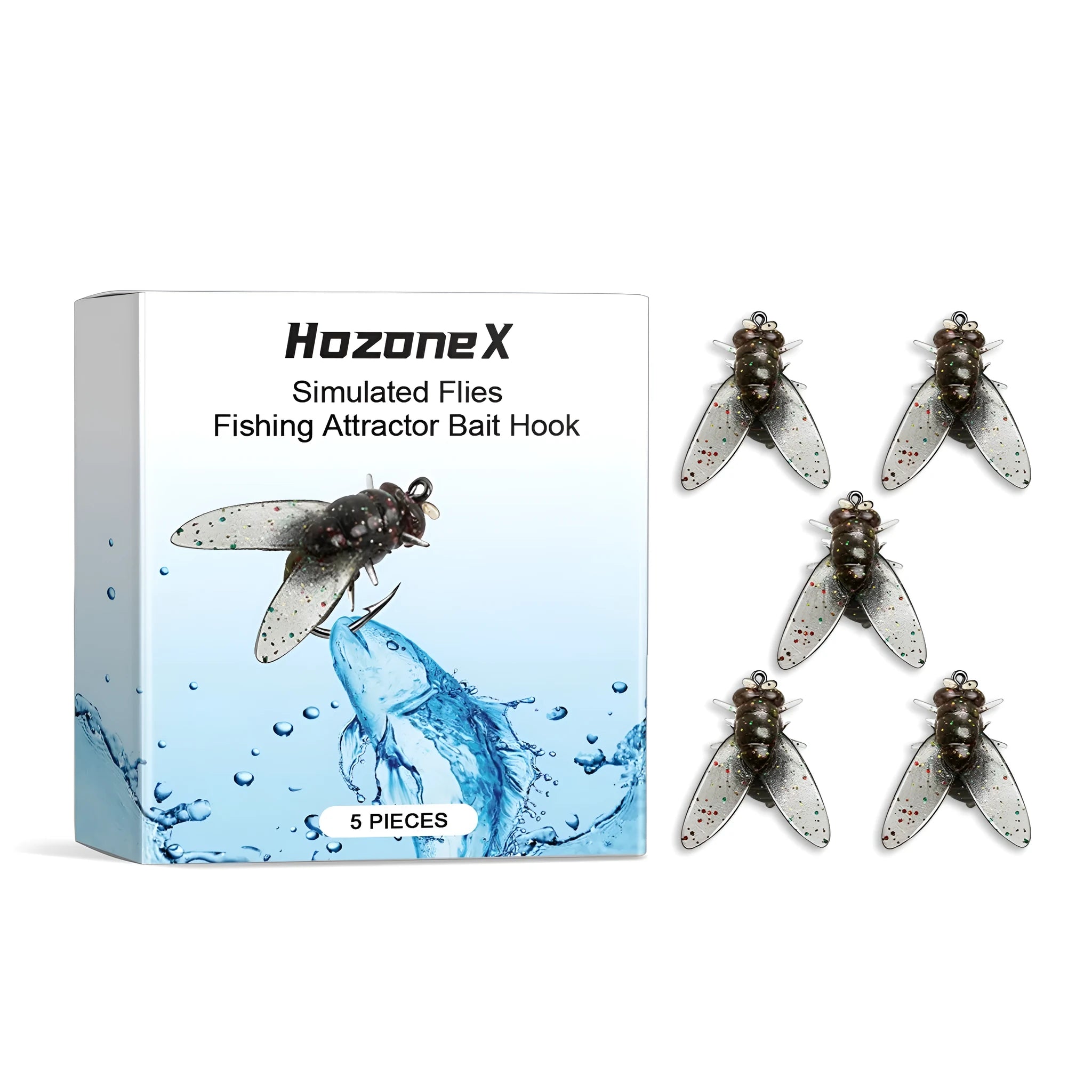 Five soft fishing bait flies biomimetic insect lures measuring 1.5 cm each