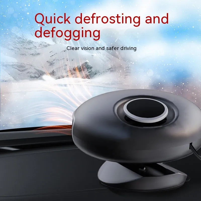Black car defrost heater unit with cable for 12V 24V vehicle electrical systems