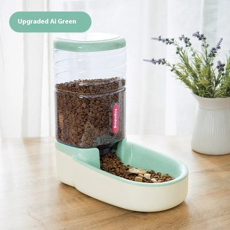 Automatic pet feeder and water fountain with 3.8L capacity in blue, green, grey, or pink colours