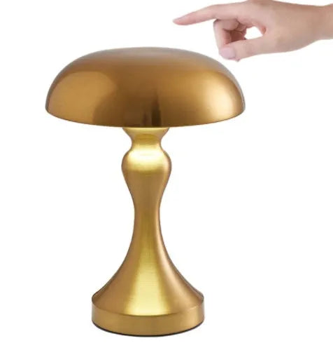Rechargeable LED desk lamp in bronze finish with touch controls and three light settings