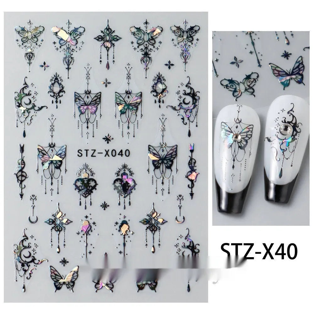 Black and silver stripe nail art stickers for French manicure designs in plastic material