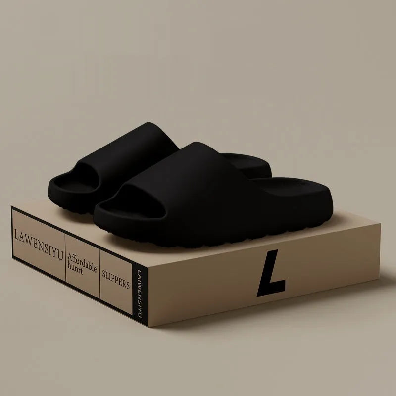 Women's beach slipper with thick EVA sole in beige, black, brown, or green, showing youth fashion style.