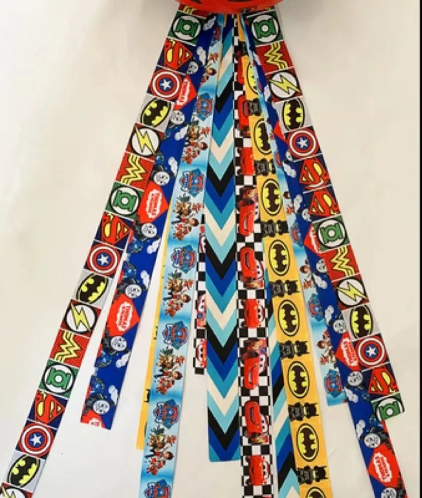 Children's decorative helmet streamer ribbon in multiple colours for roller skating and skiing safety gear.
