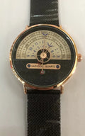 Men's quartz watch with 40mm dial, stainless steel or leather strap, and gold or silver colour options