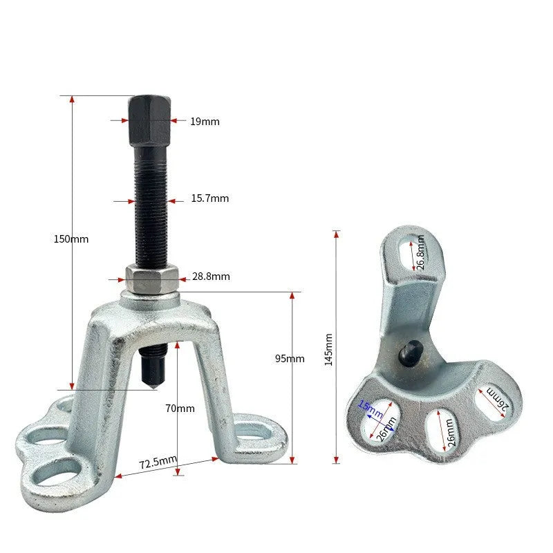 Chrome vanadium steel wheel hub puller tool for brake drum removal from vehicles