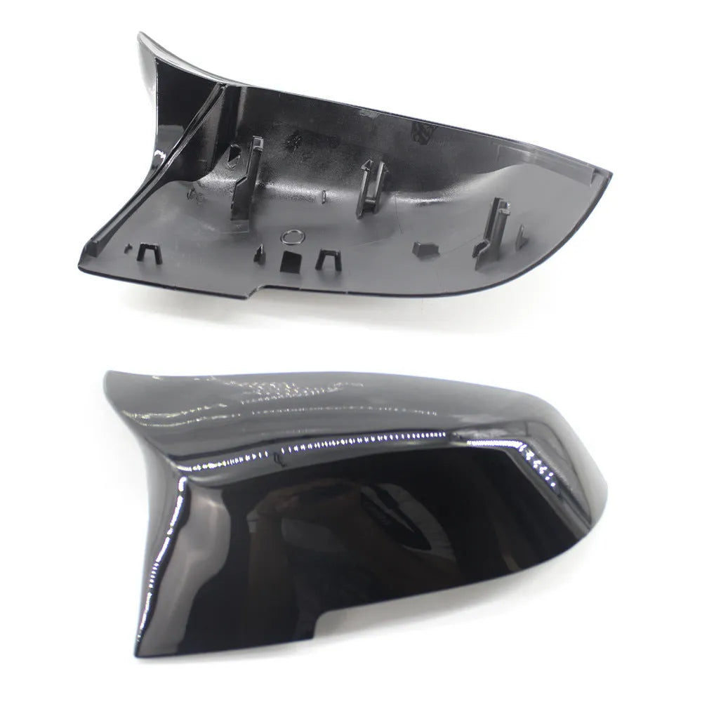 Pair of paint bright black modified horn rearview mirror shells for BMW 3 Series 4 Series F30 F32