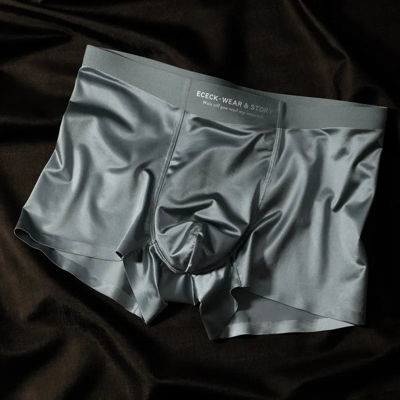 Men's colourblock Ice Silk seamless underwear in Moonlight Blue colour.