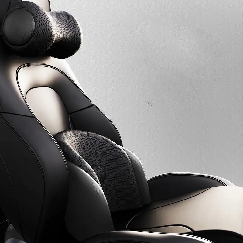 Car seat massage cushion with headrest and lumbar support in memory cotton