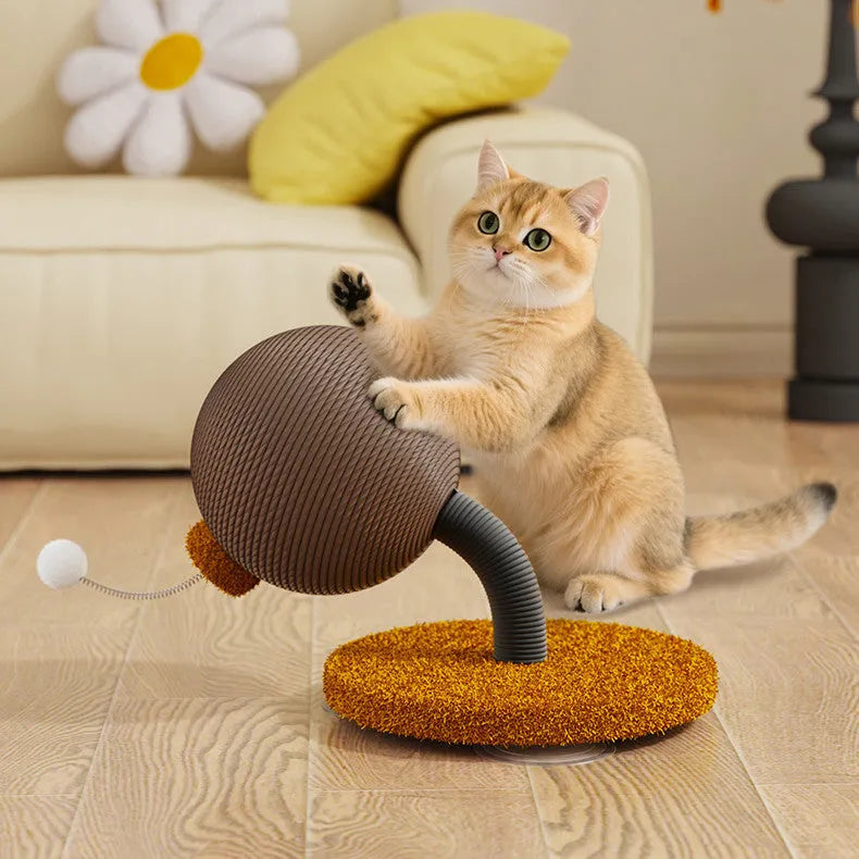 Cat scratching post with hemp rope texture and removable self-grooming component in large and small sizes