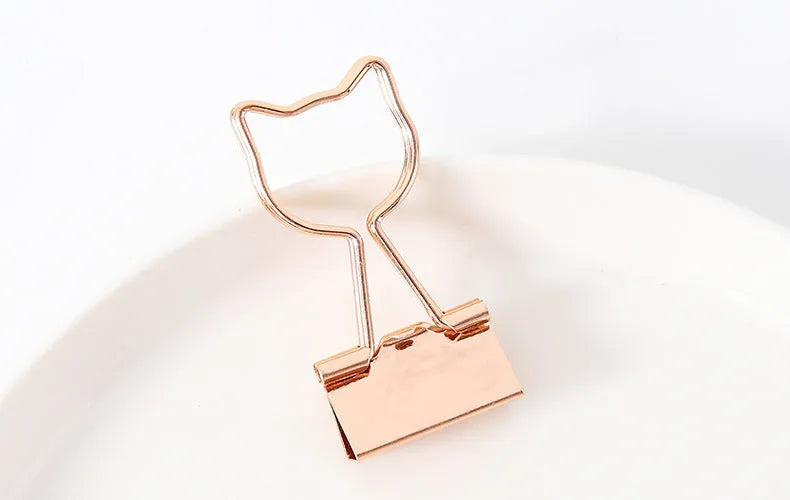 Gold plated decorative metal clip with charm design options for office organisation