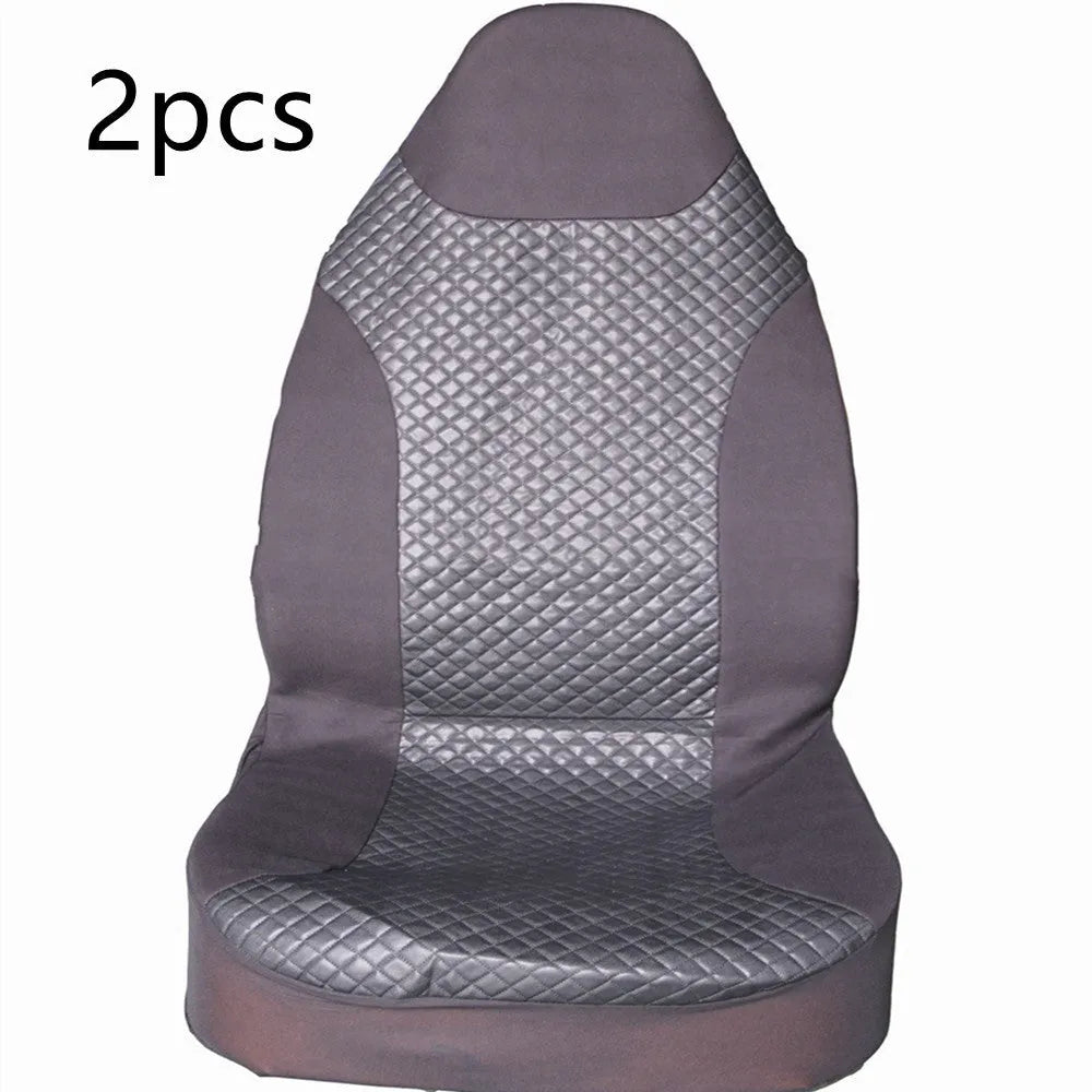 Black quilted universal car seat cover made of PU and polyester fabric