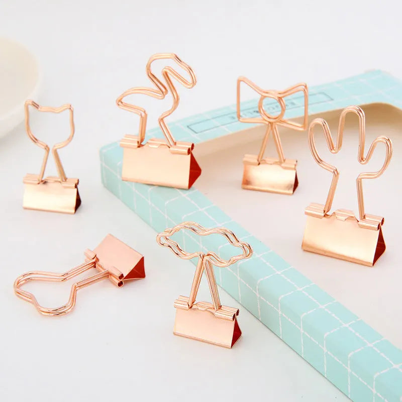 Gold plated decorative metal clip with charm design options for office organisation