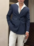 Men's classic striped double-breasted blazer jacket regular fit
